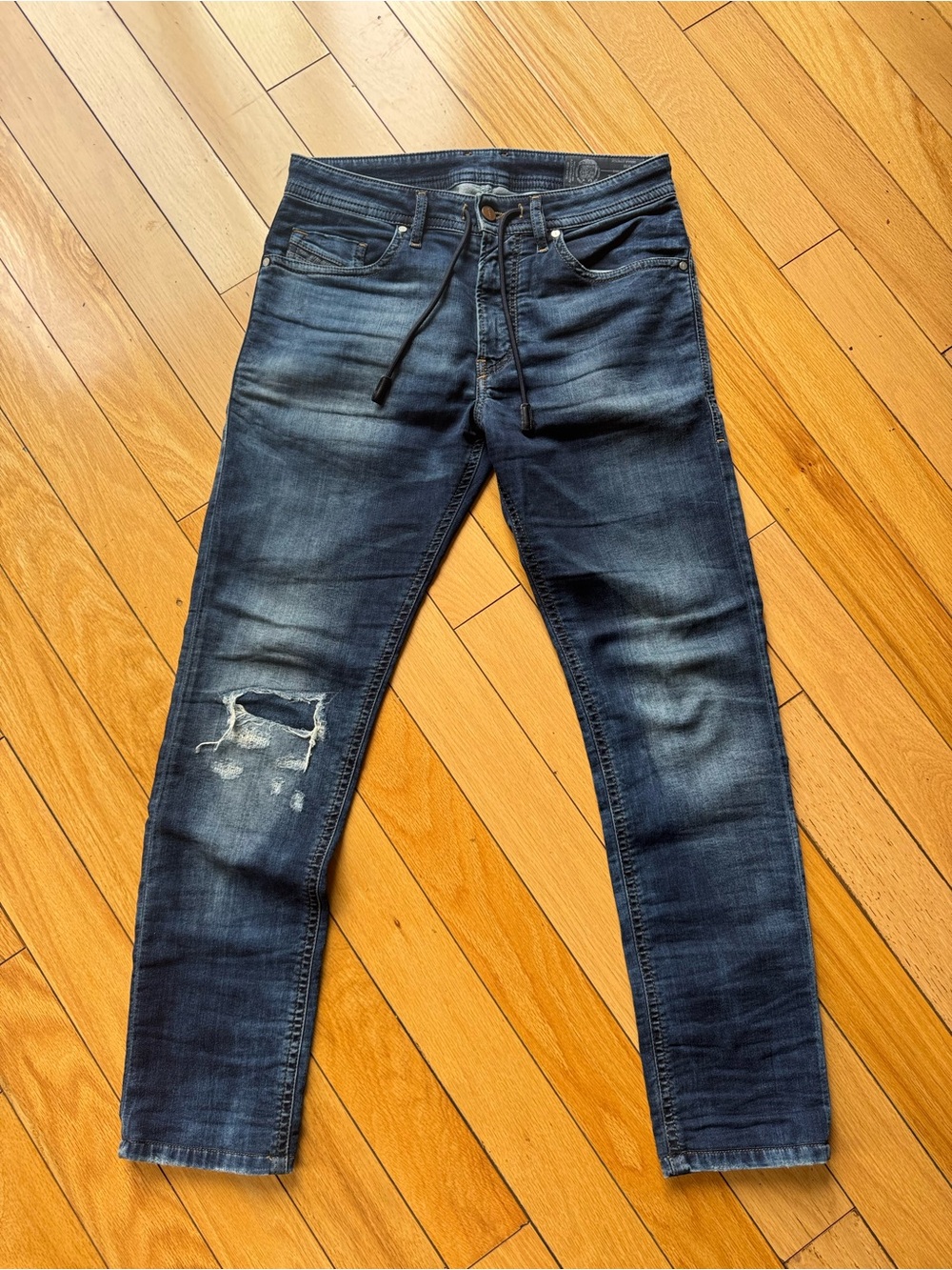 Diesel Thommer Men's Dark Blue Distressed Slim Jeans